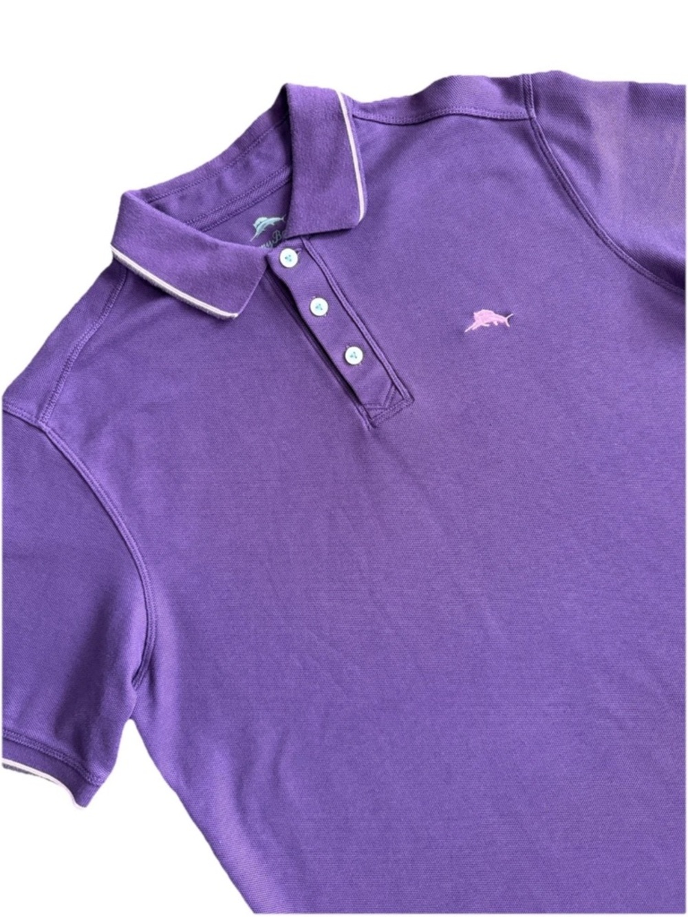 Tommy Bahama Men’s Supima Cotton Island Modern Fit Polo Purple Shirt Sz Large